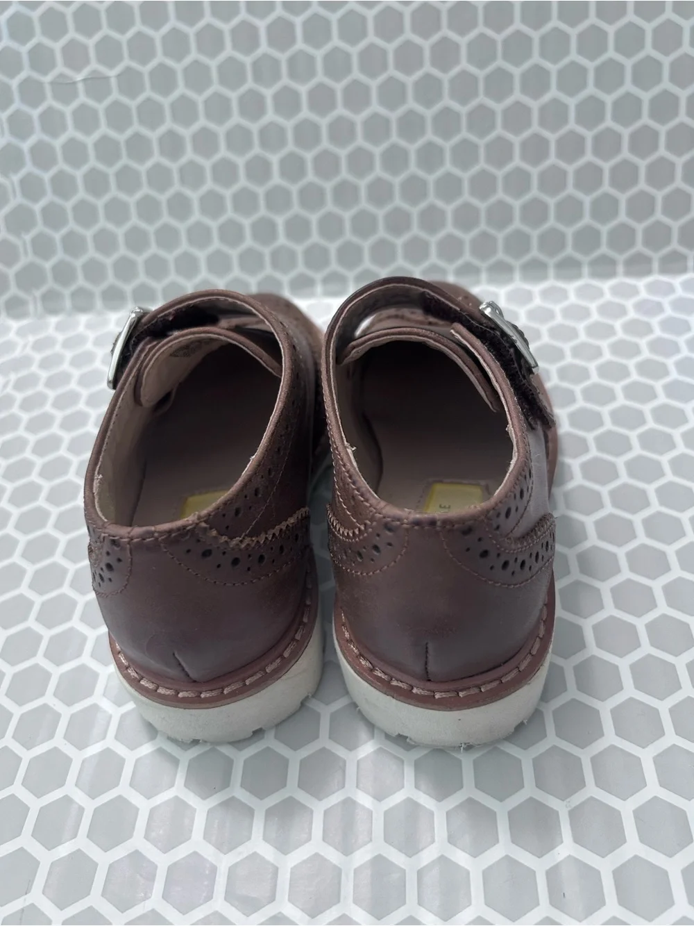 Kenneth Cole Brown Leather Single Monk Strap Brogues. Velcro Straps Size 8